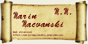 Marin Mačvanski vizit kartica